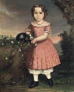 Portrait of a Child Holding a Cat unknow artist